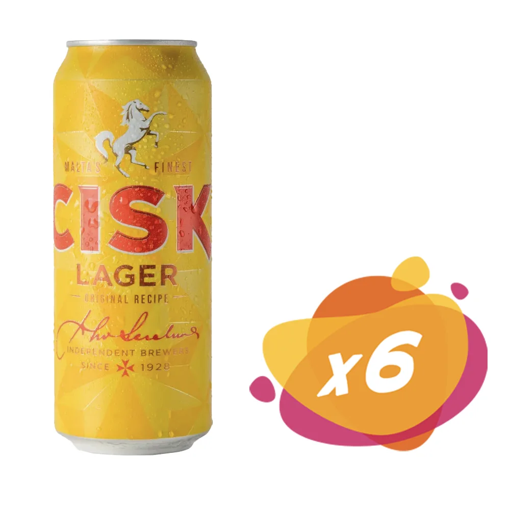 6 Cisk Lager 500 cans 6 Pack Cisk Lager Bier aus Malta