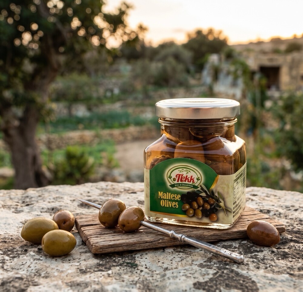 Maltese Olives Maltese Olives von It-Tokk, Oliven in Salzlake im Glas mit grünen Oliven