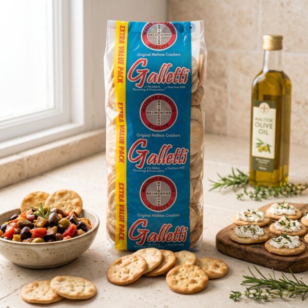 Brincs Galletti Cracker 400g Vorteilspack mit maltesischem Olivenöl, Kapernsalat und belegten Crackern