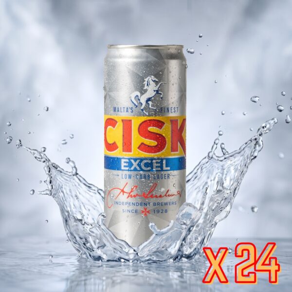 Cisk Excel Low-Carb Lager in der 500-ml-Dose als 24er-Pack