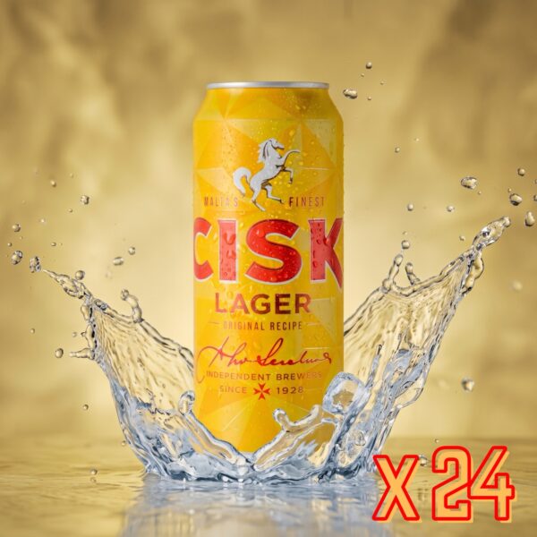Cisk Lager Bier aus Malta in der 500-ml-Dose als 24er-Pack