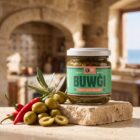 Buwgi Tapenade aus Oliven, Sultaninen und gruenen Chilis
