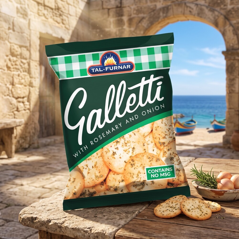Galletti mit Rosmarin und Zwiebeln 70g Tal-Furnar Galletti Cracker mit Rosmarin und Zwiebeln, 70 g