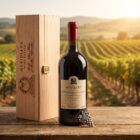 Melqart Cabernet Sauvignon und Merlot Magnumflasche 1,5 L mit Meridiana Holzkiste vor maltesischem Weinberg